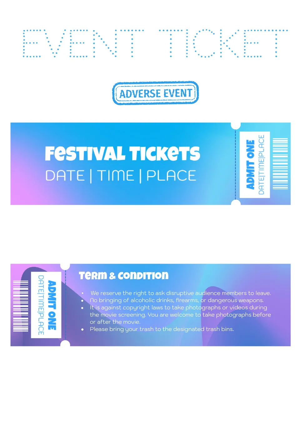 admit two ticket template