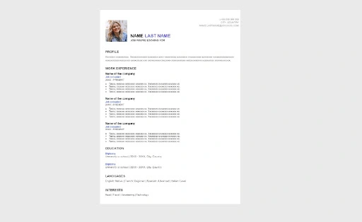 Free Resume Layout for Google Docs