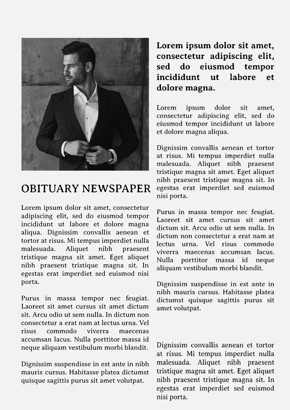 Obituary Newspaper Template