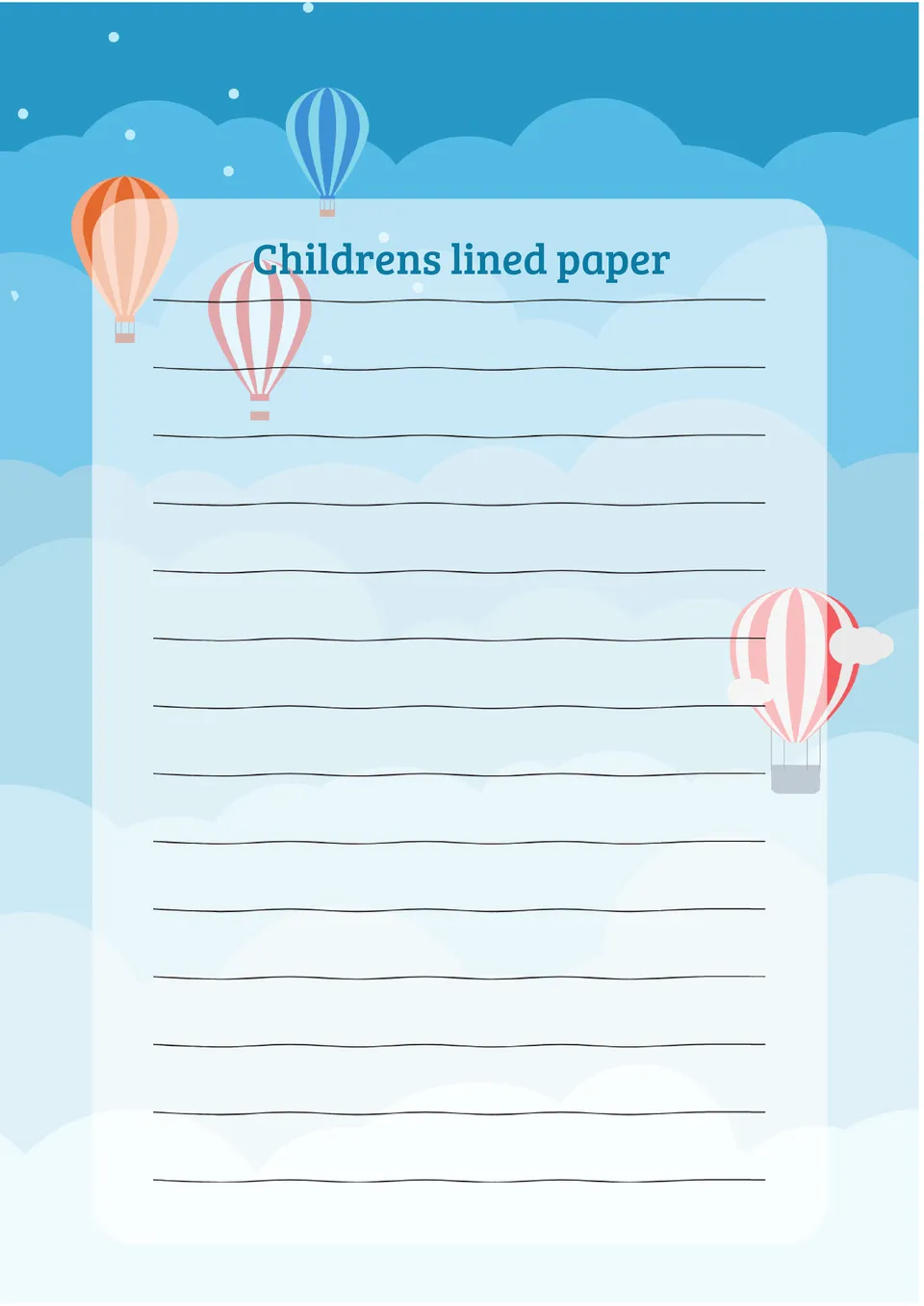 Childrens Lined Paper Template