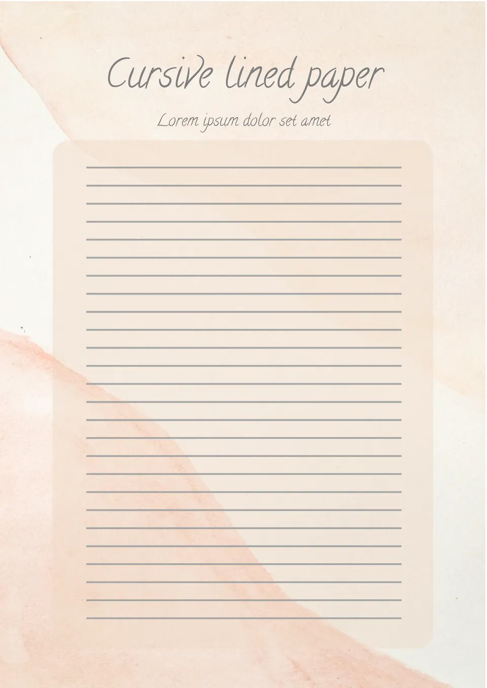 Cursive Lined Paper Template