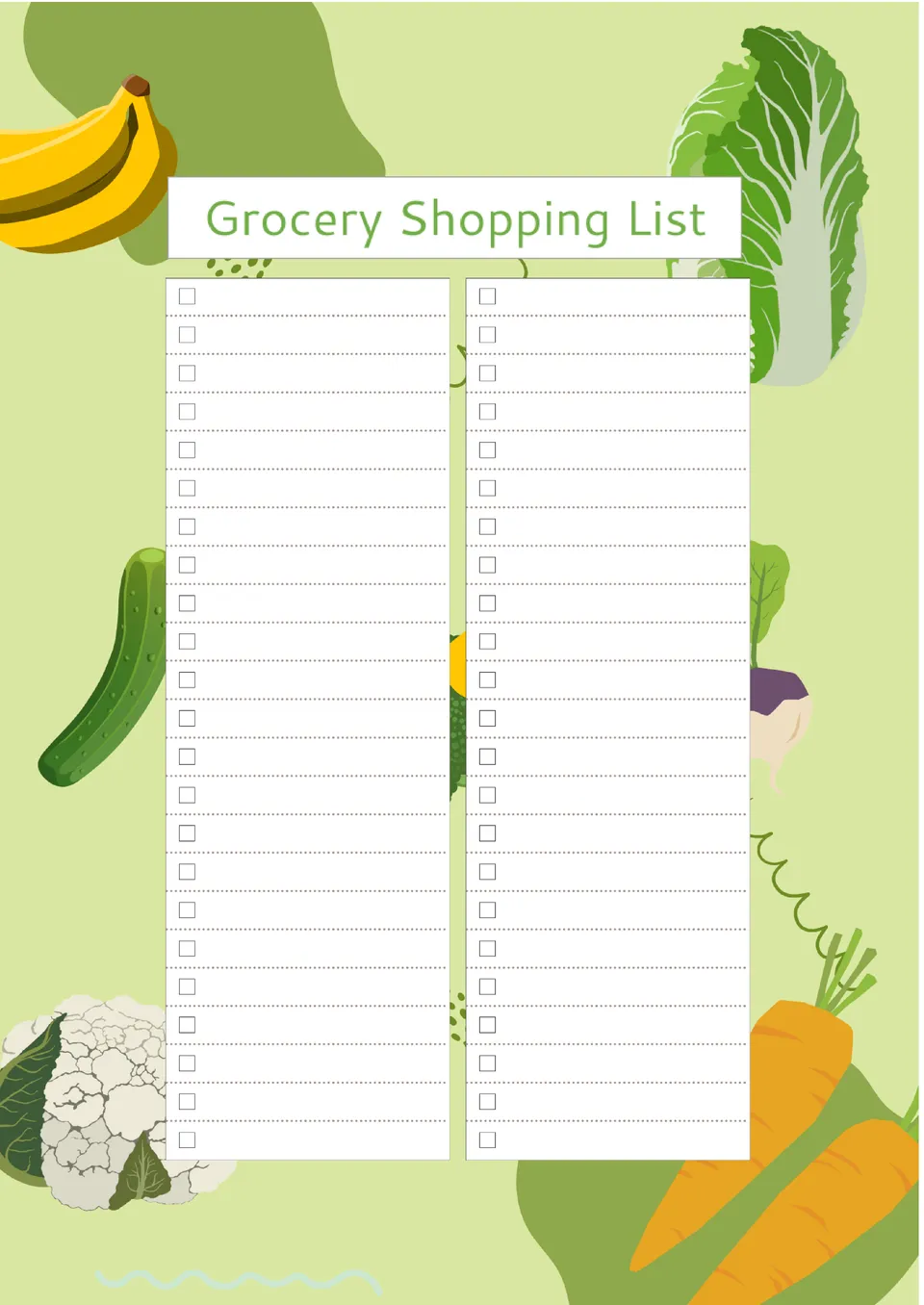 Grocery Shopping List Template