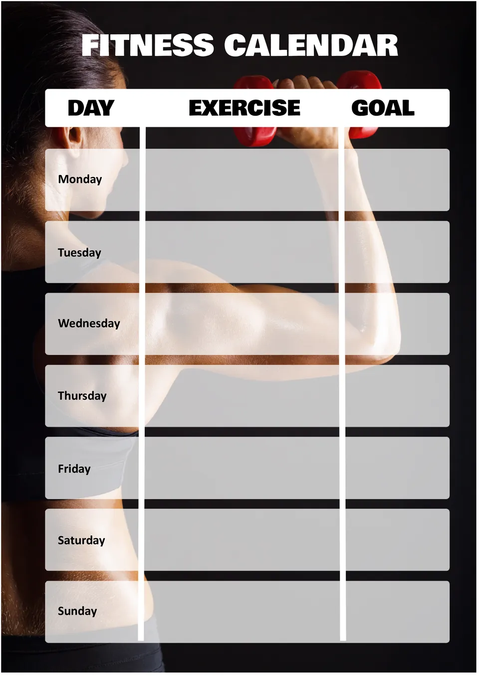 Fitness Calendar Template