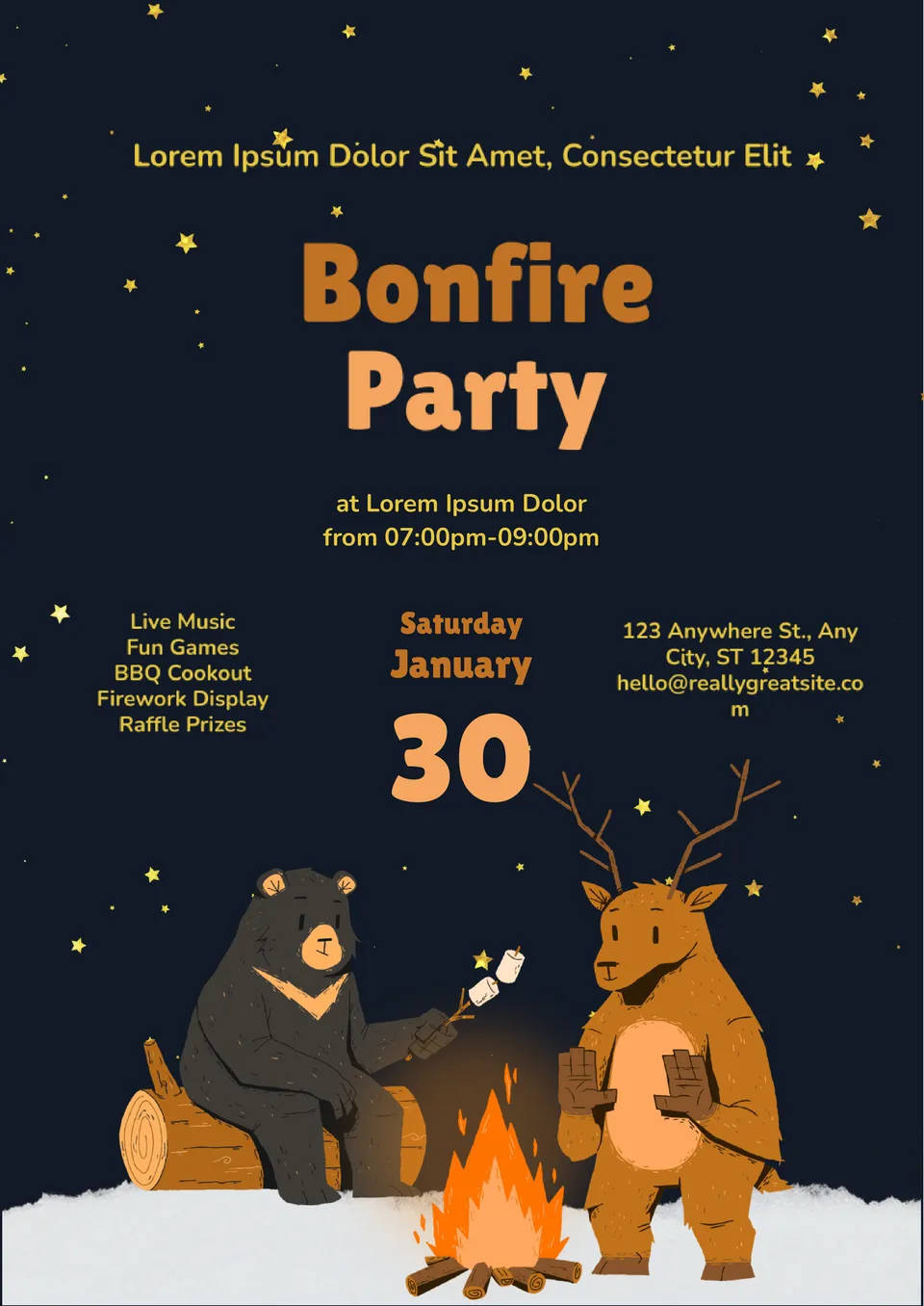 Bonfire Invitation Template