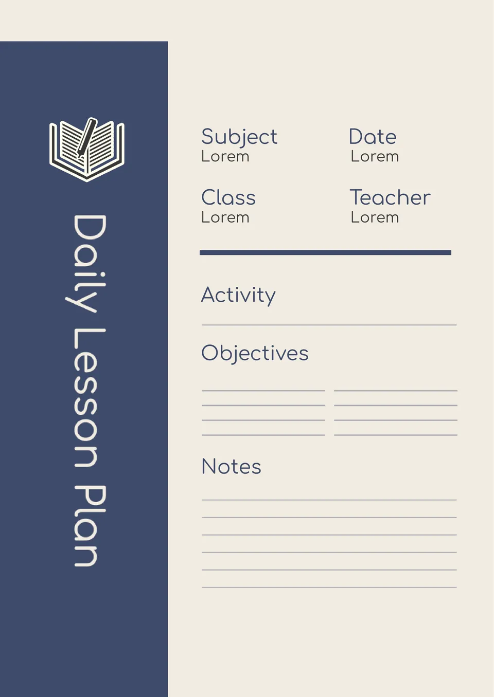 Daily Lesson Plan Template Google Docs