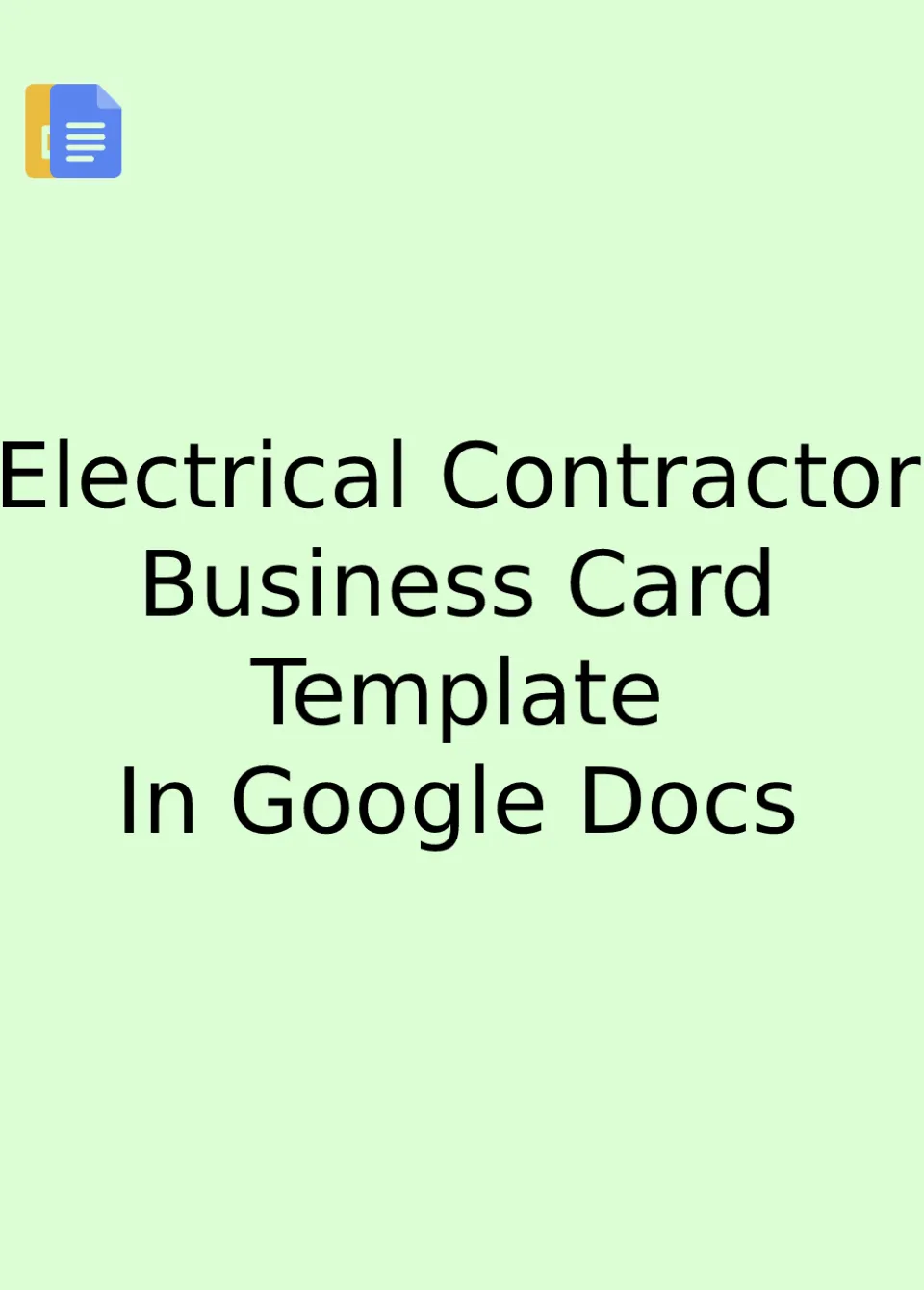 Electrical Contractor Business Card Template Google Docs
