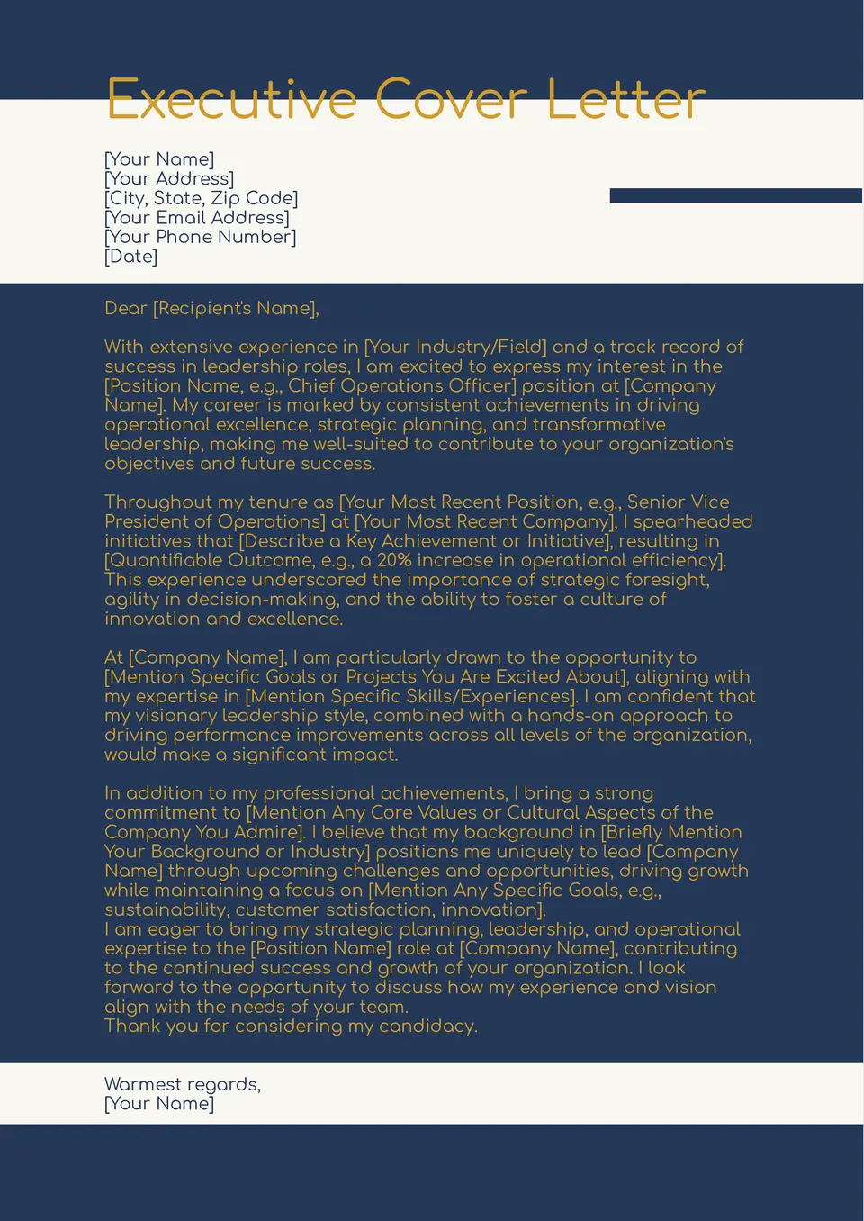 Executive Cover Letter Template