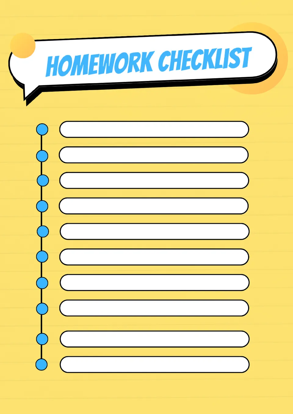 Homework Checklist Template