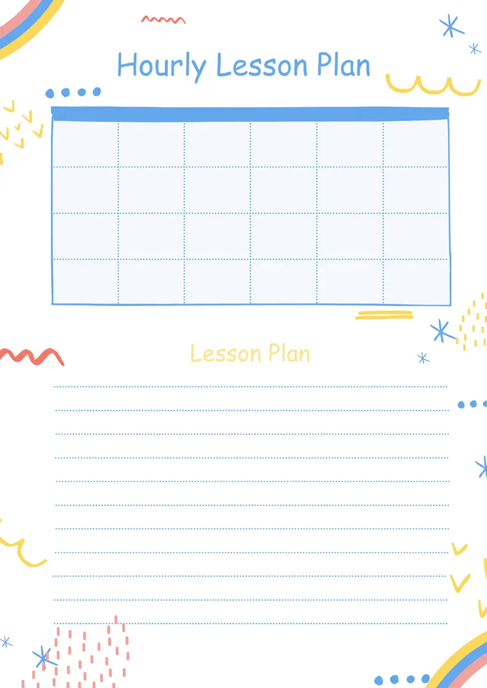 Hourly Lesson Plan Template