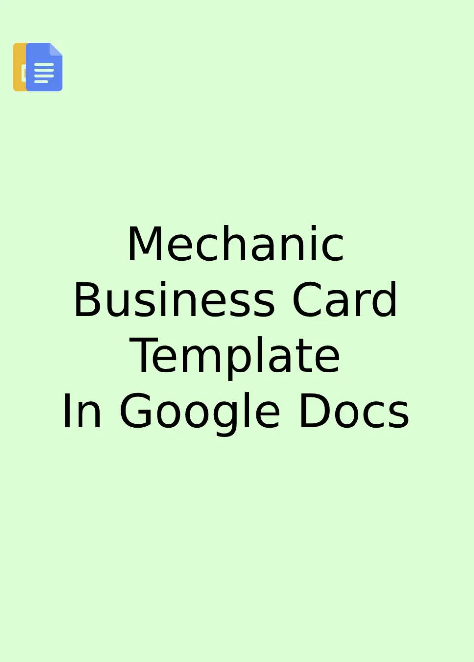 Mechanic Business Card Template Google Docs