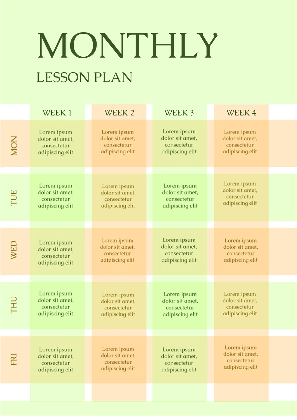 Monthly Lesson Plan Template Google Docs