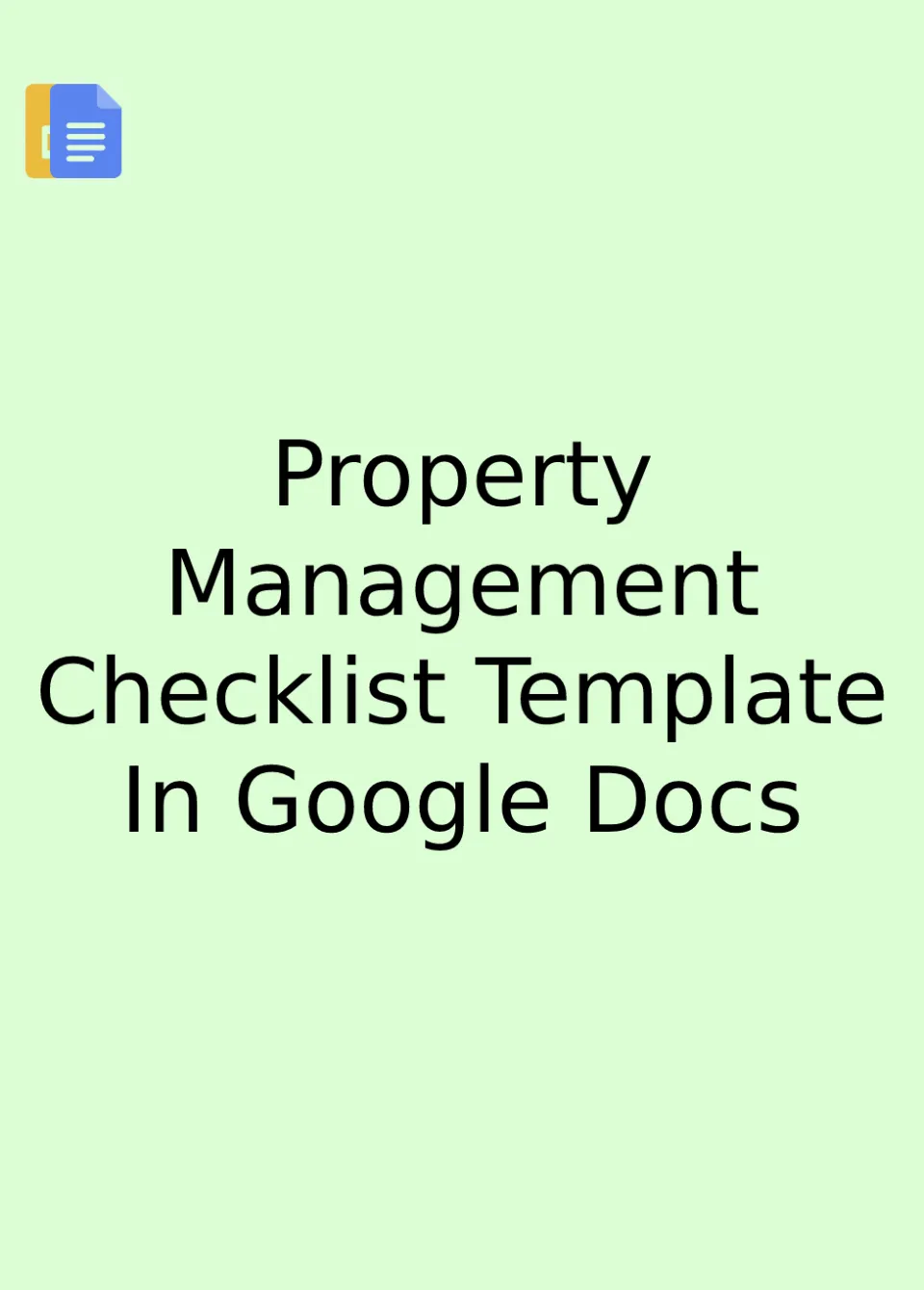 Property Management Checklist Template