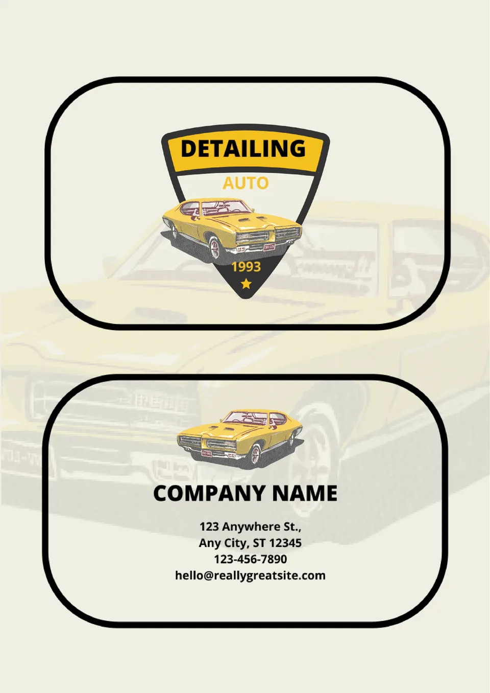 Auto Detailing Business Card Template