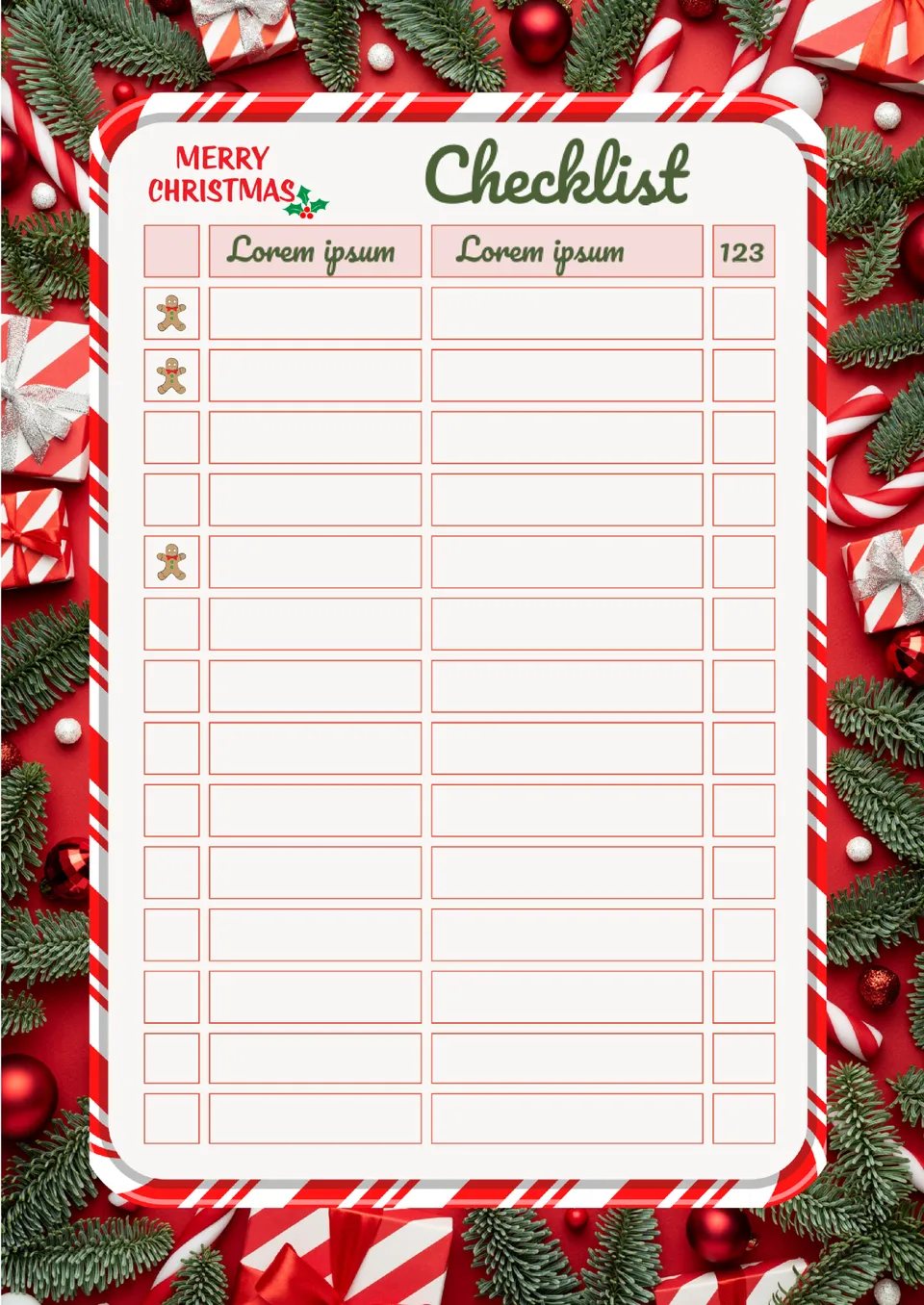 Christmas Checklist Template
