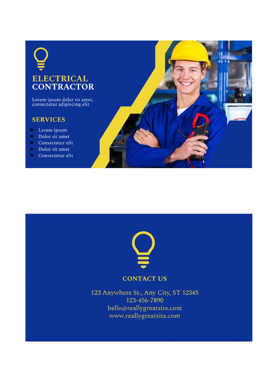 Electrical Contractor Business Card Template