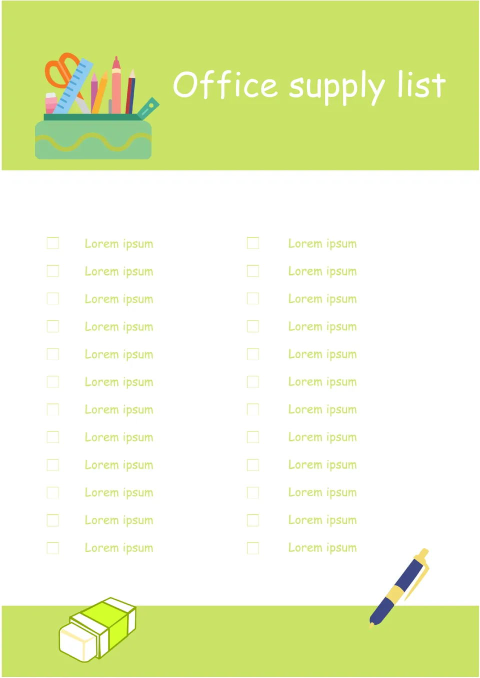 office supply shopping list template