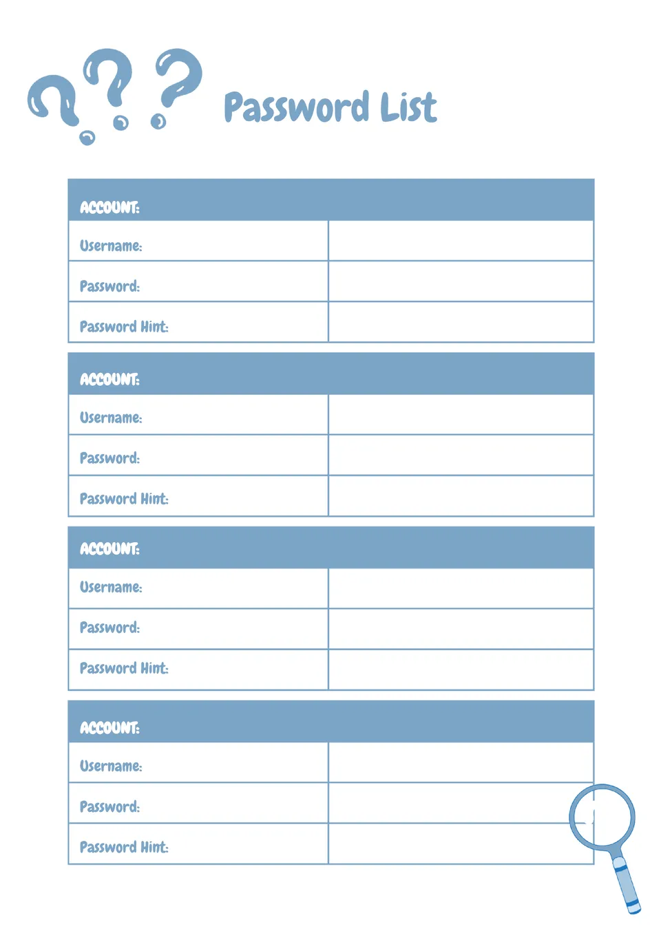 Password List Template