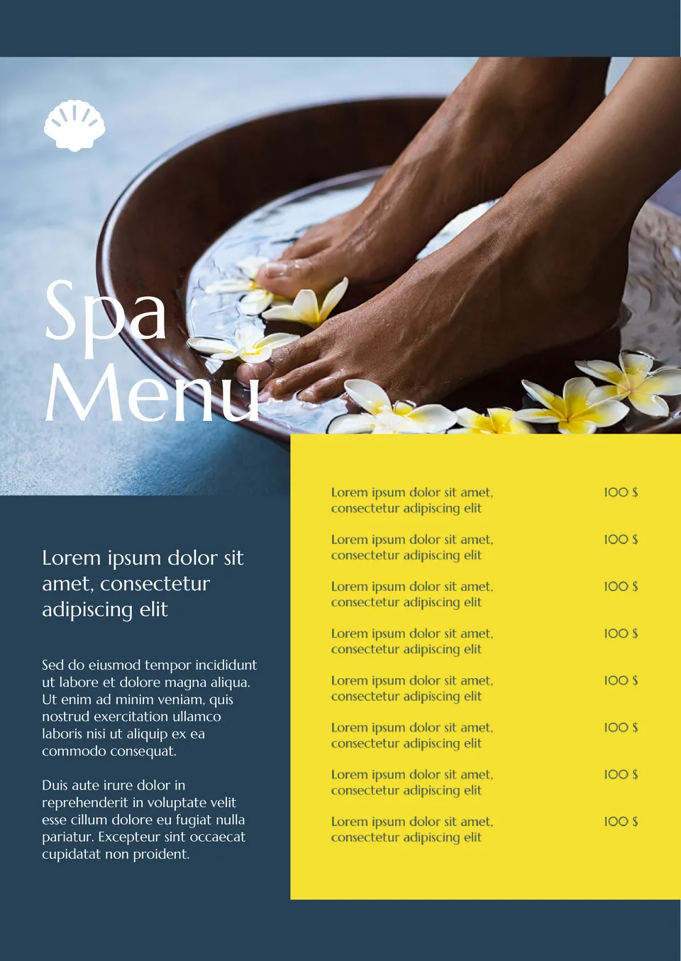 Spa Menu Template