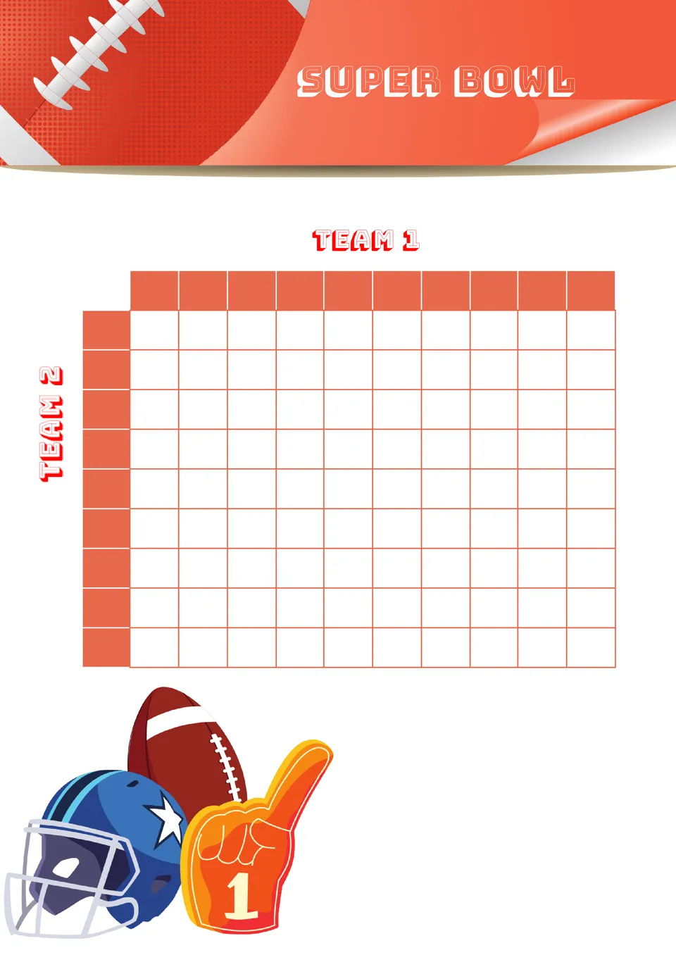 Super Bowl Squares With Numbers Free Google Docs Template 