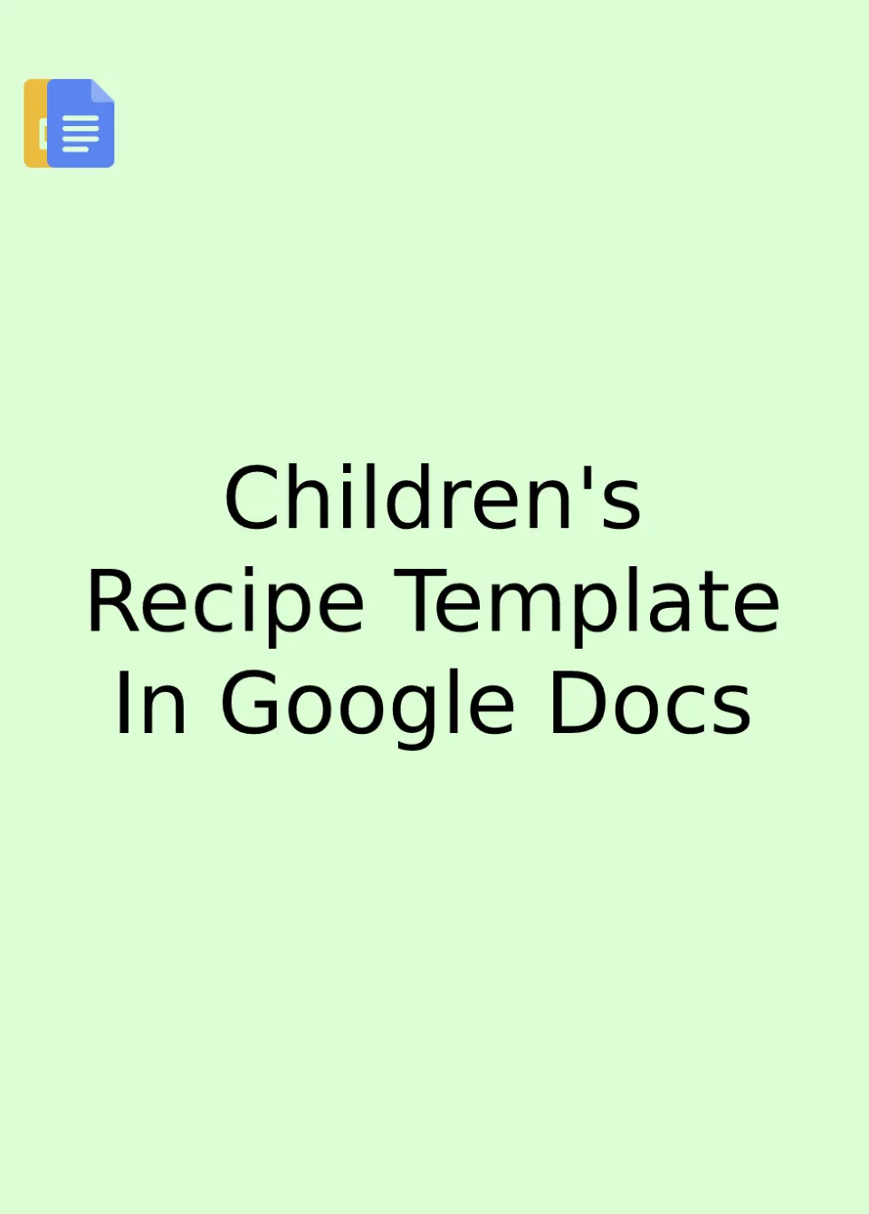 Children's Recipe Template Google Docs