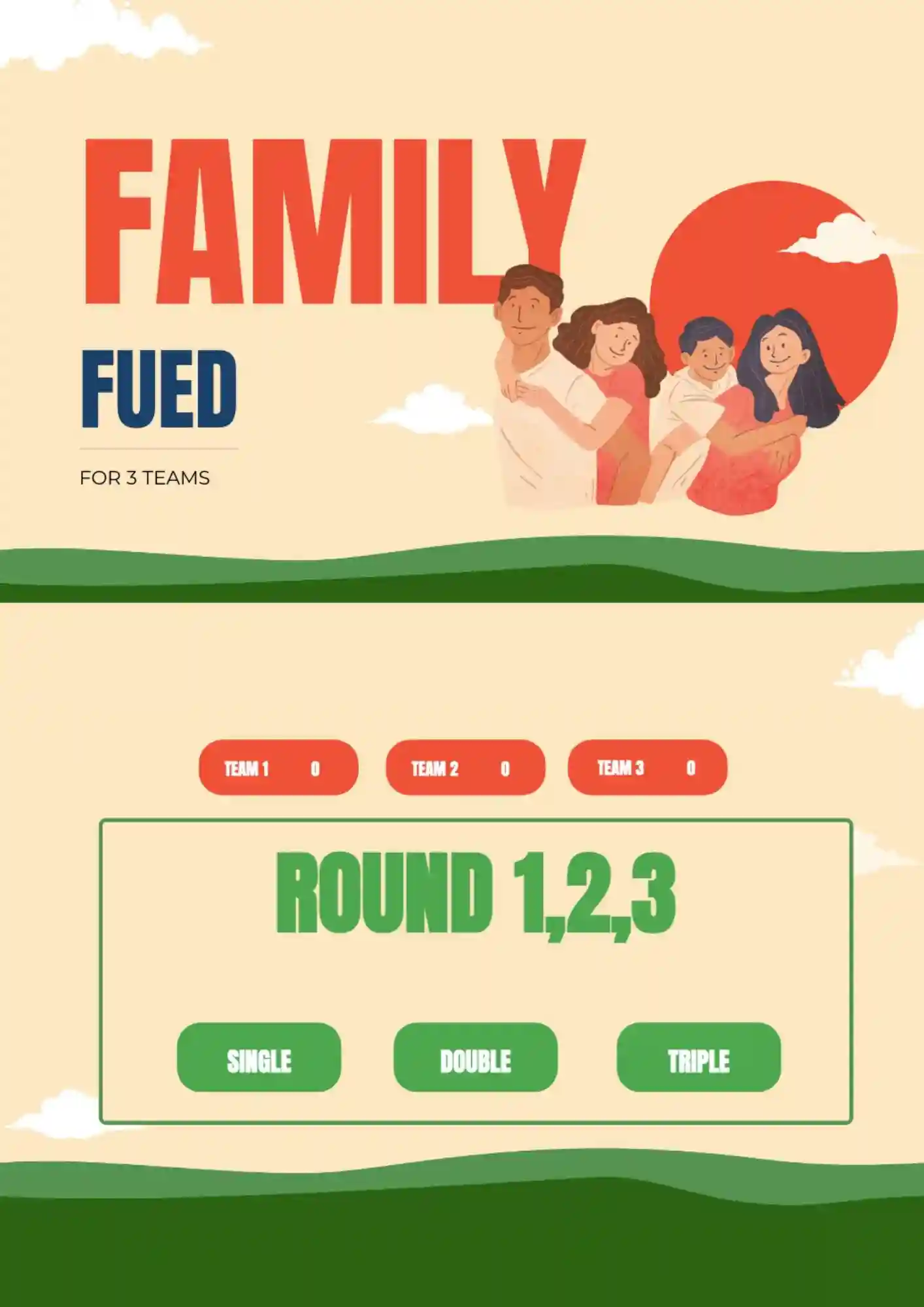 Family Feud Game Template for 3 Teams