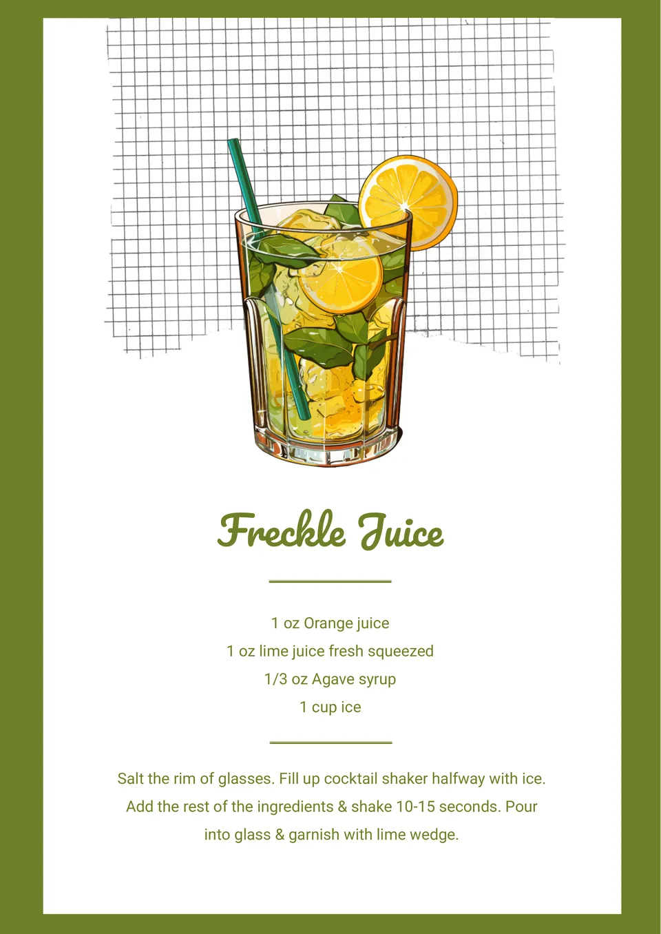 Freckle Juice Recipe Template