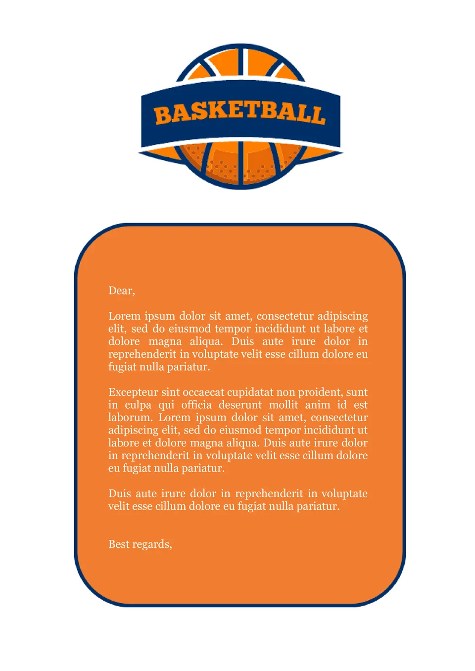 Basketball Letterhead Template