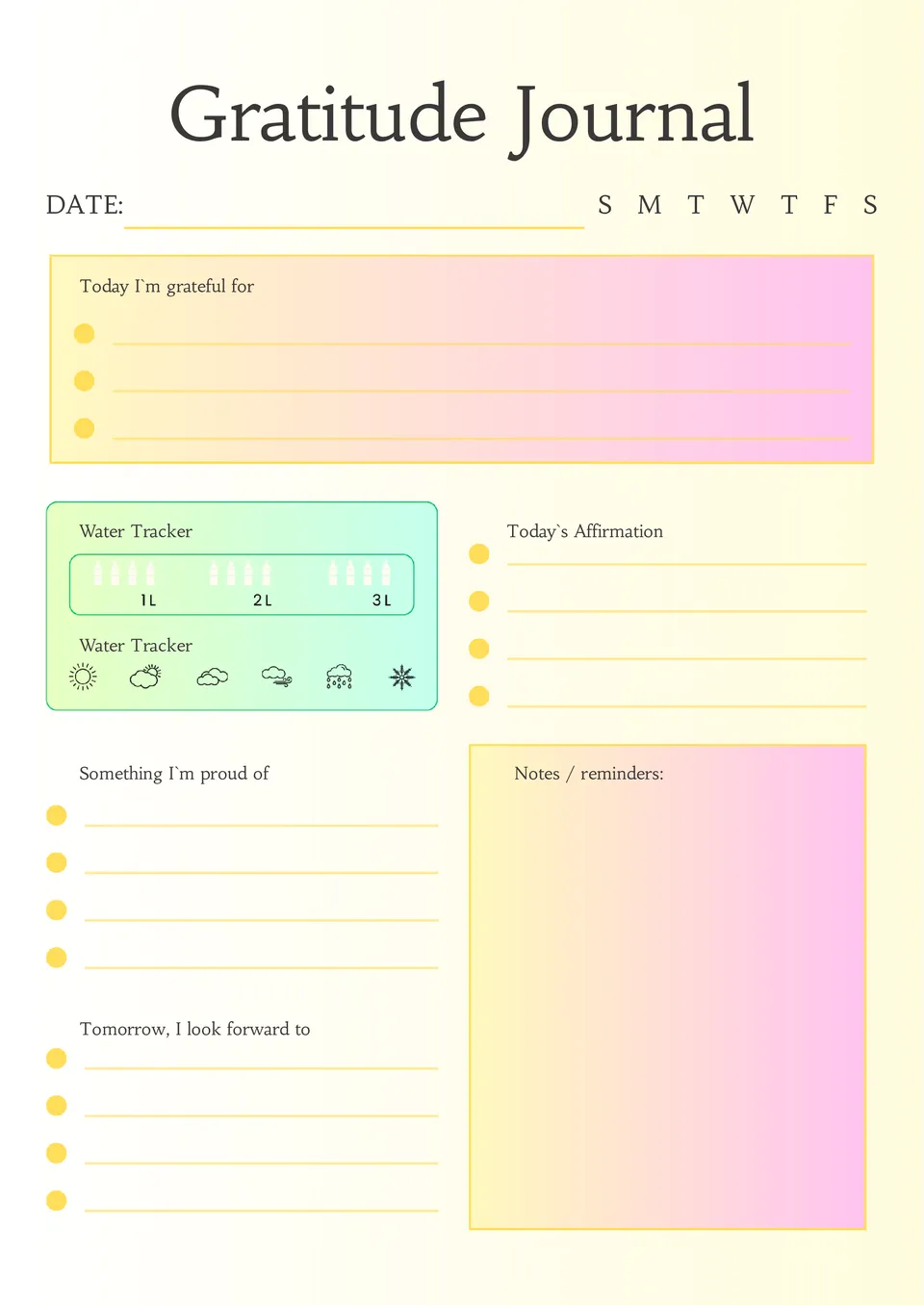 Gratitude Journal Layouts Fillable Printable PDF, 53% OFF