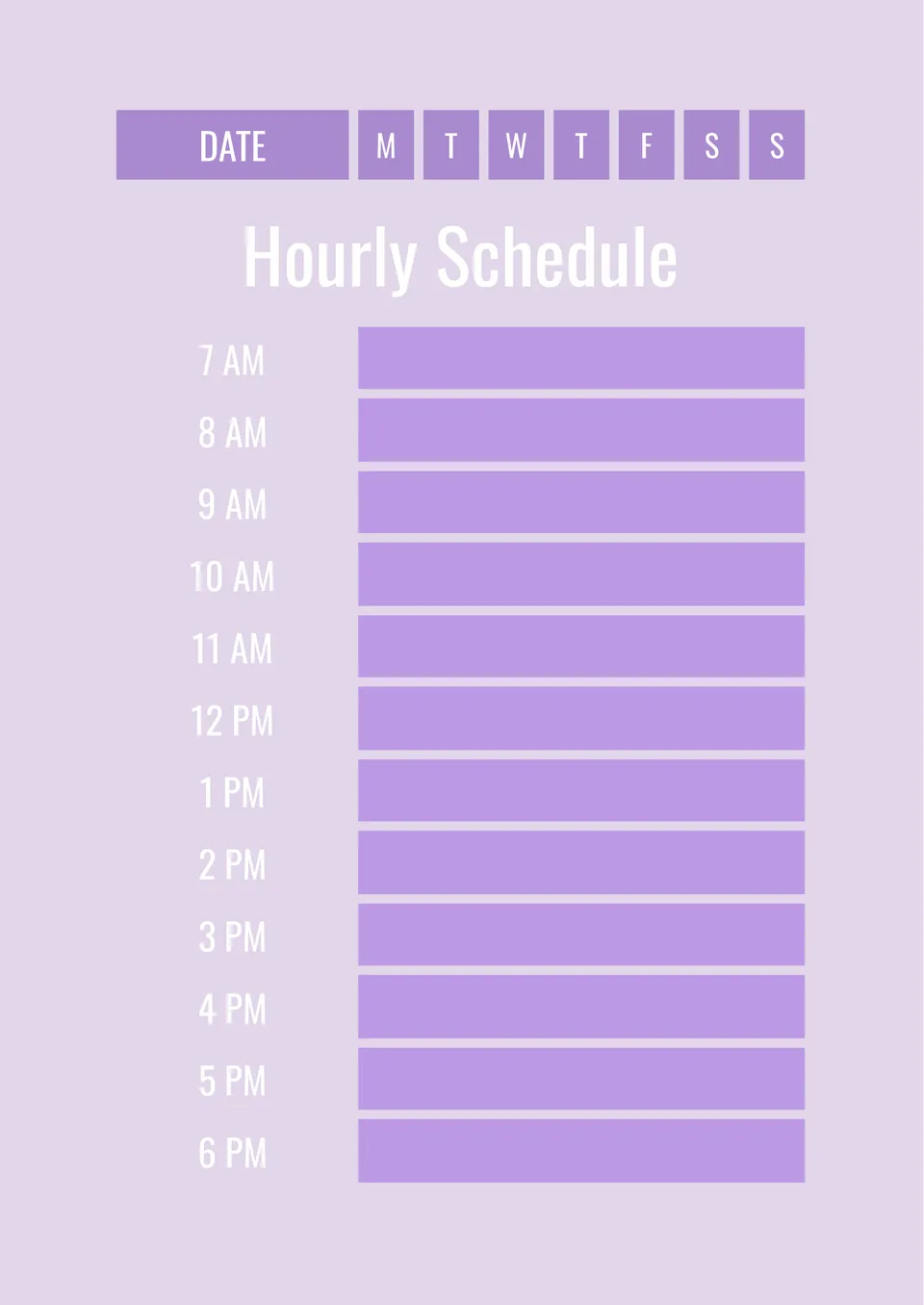 Hourly Schedule Template