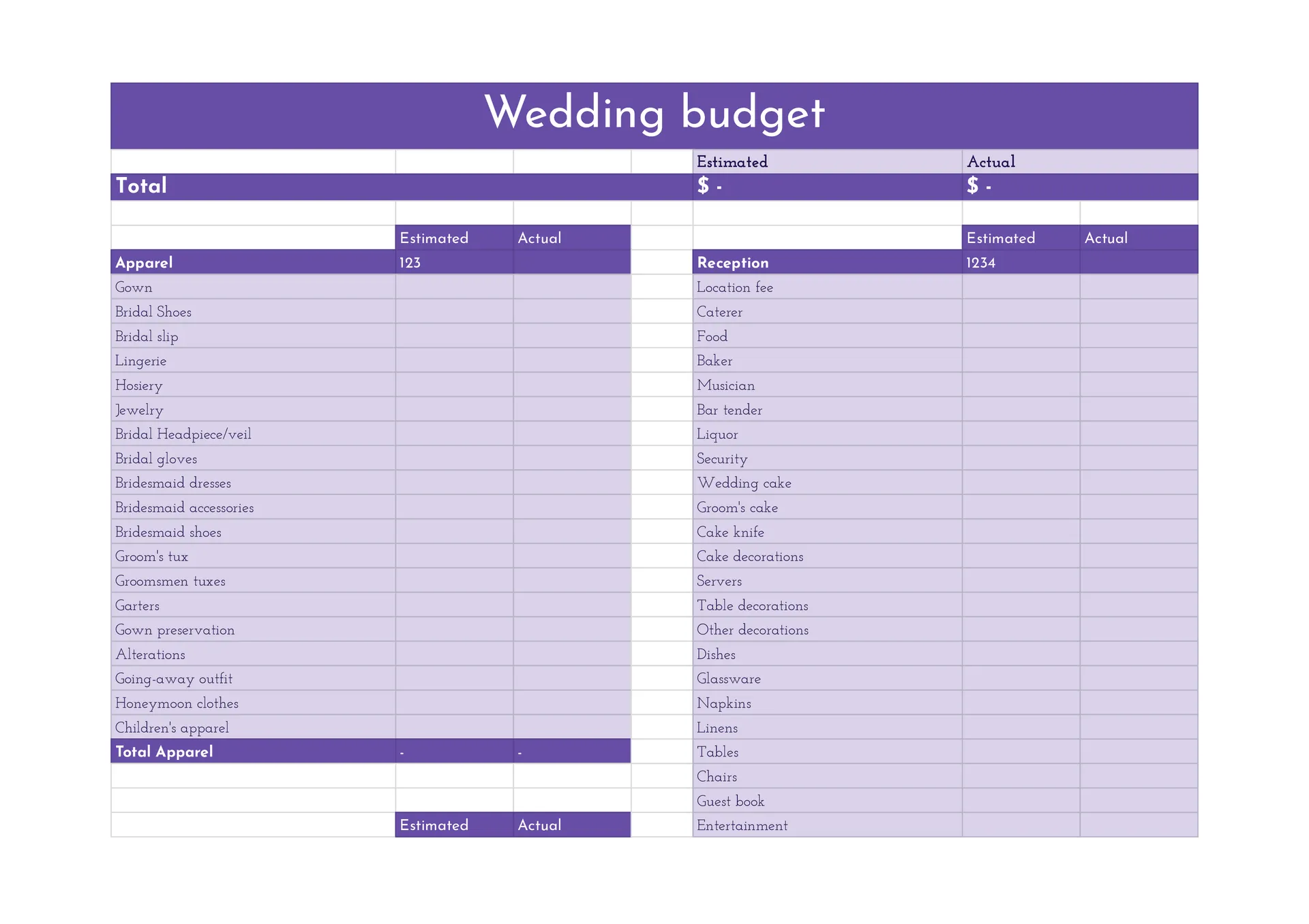 Wedding Budget Template Google Sheets