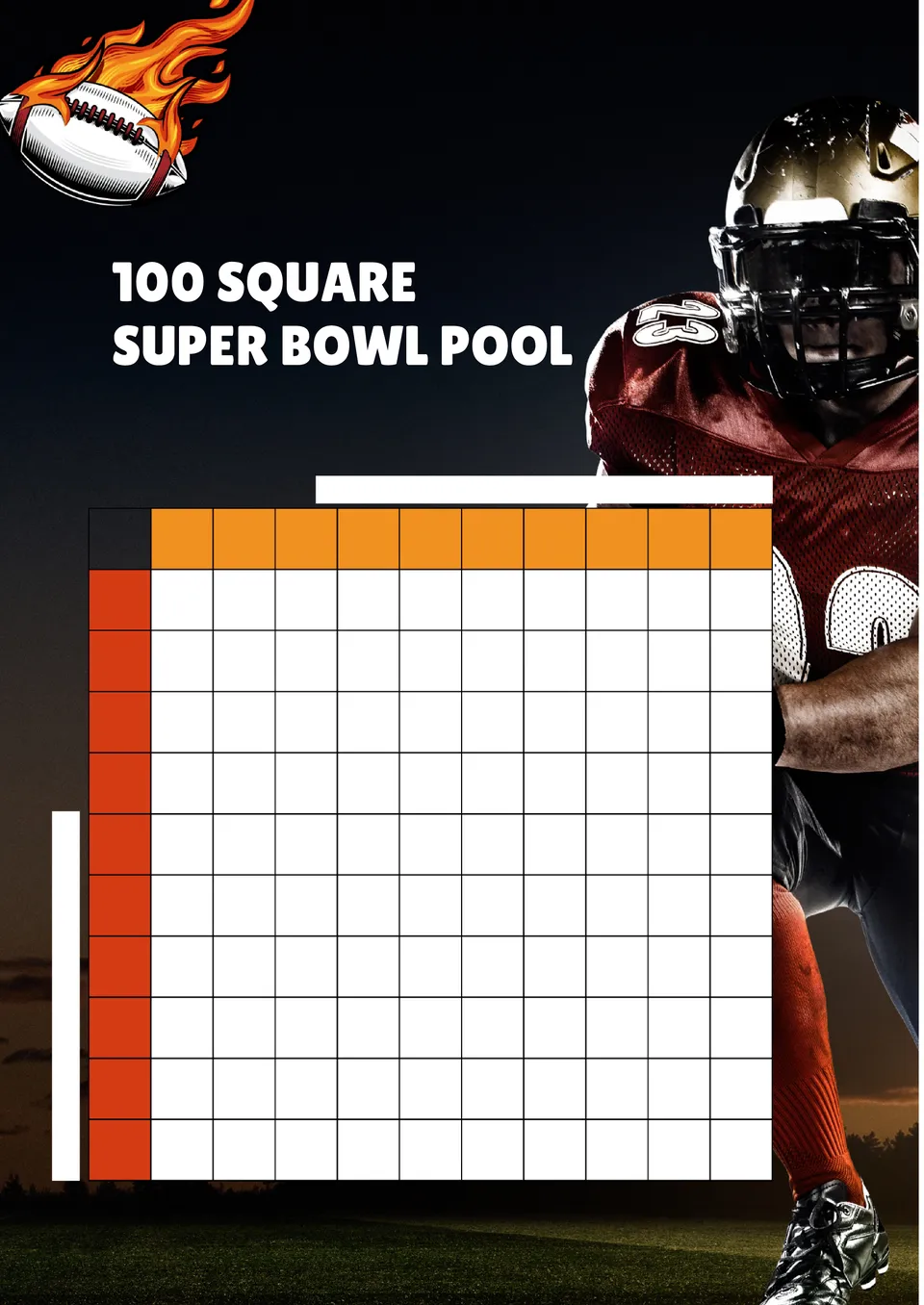 100 Square Super Bowl Pool Template