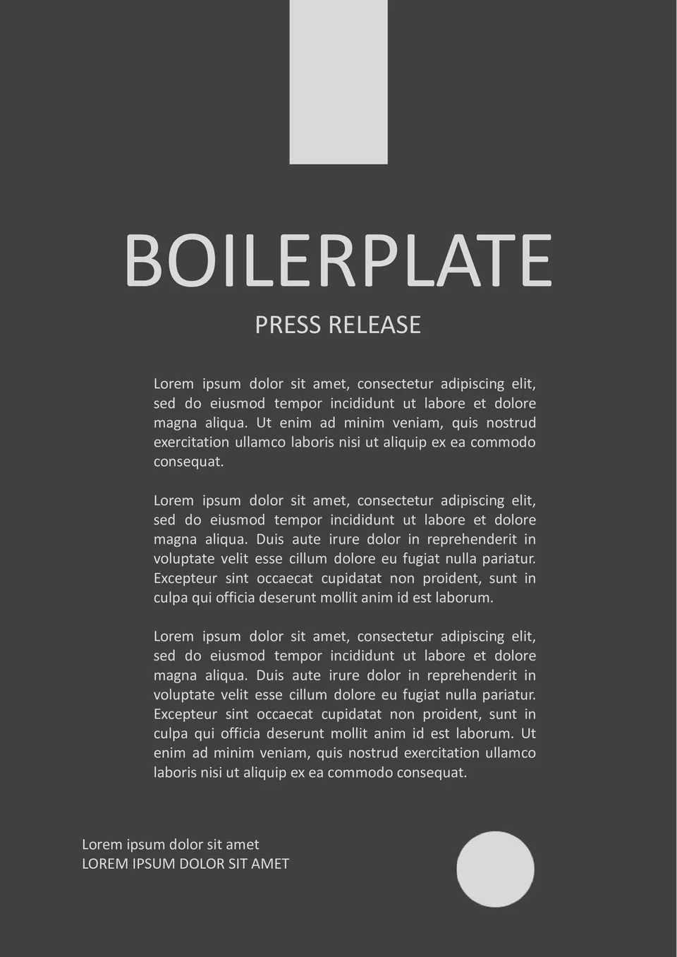 Boilerplate Press Release Template