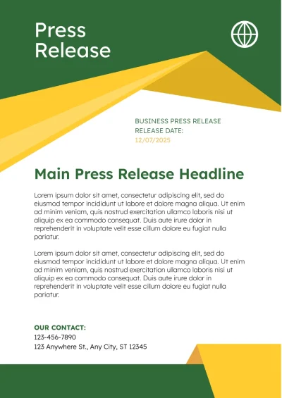 Business Press Release Template