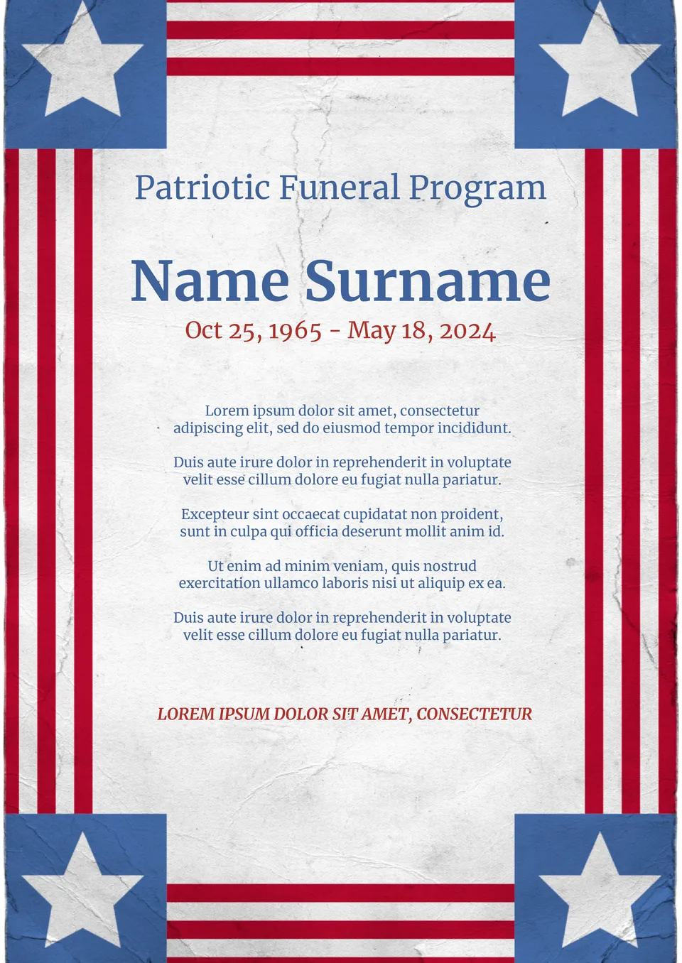 Patriotic Funeral Program Template