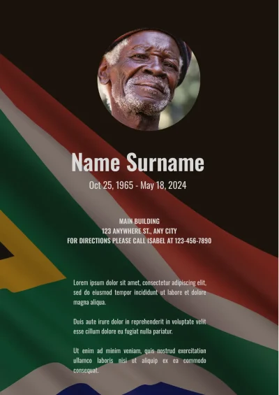 South African Funeral Program Template