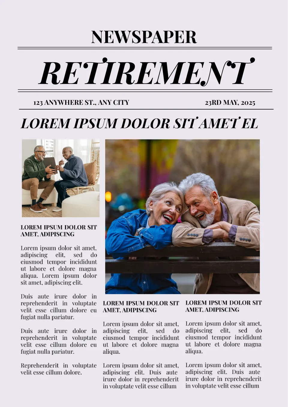 Retirement Newspaper Template