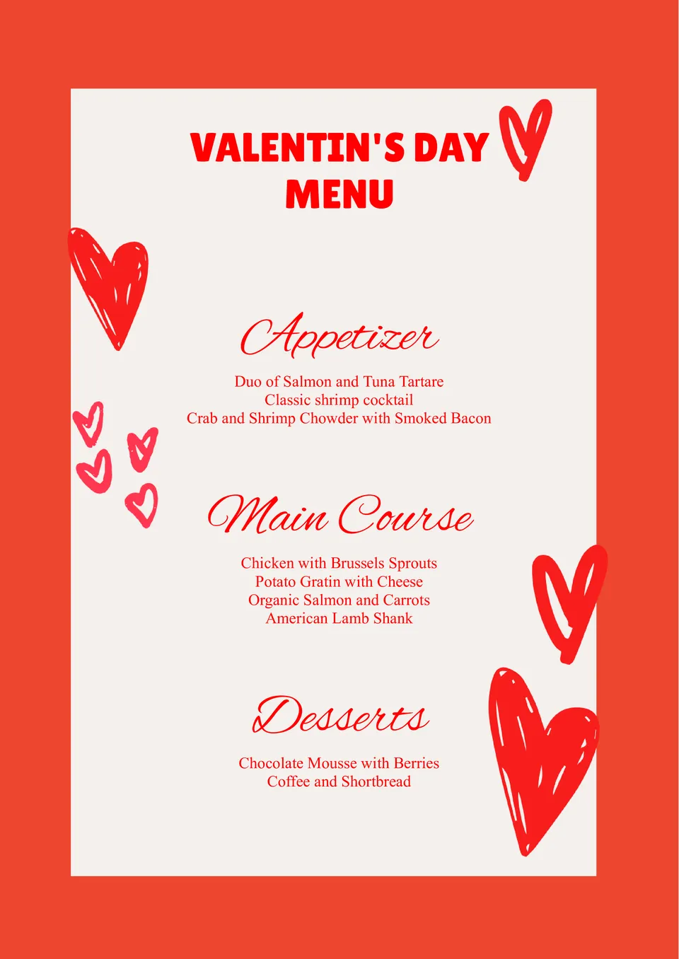 Free Valentine s Day Menu Template For Google Docs
