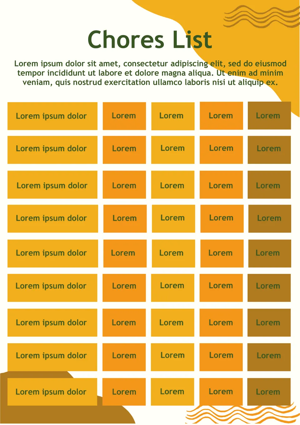 chores list template