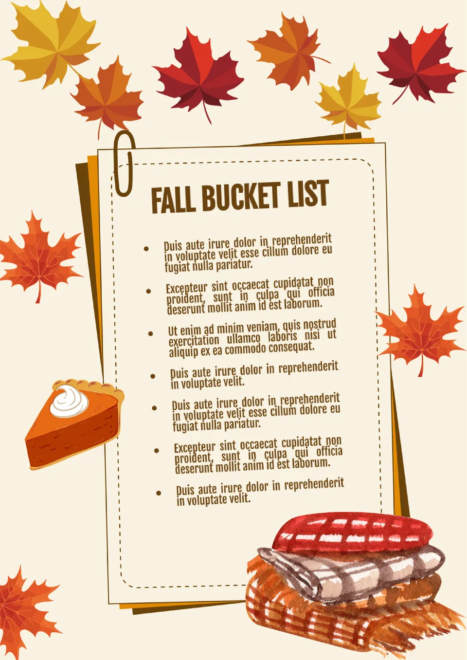 Fall Bucket List Template