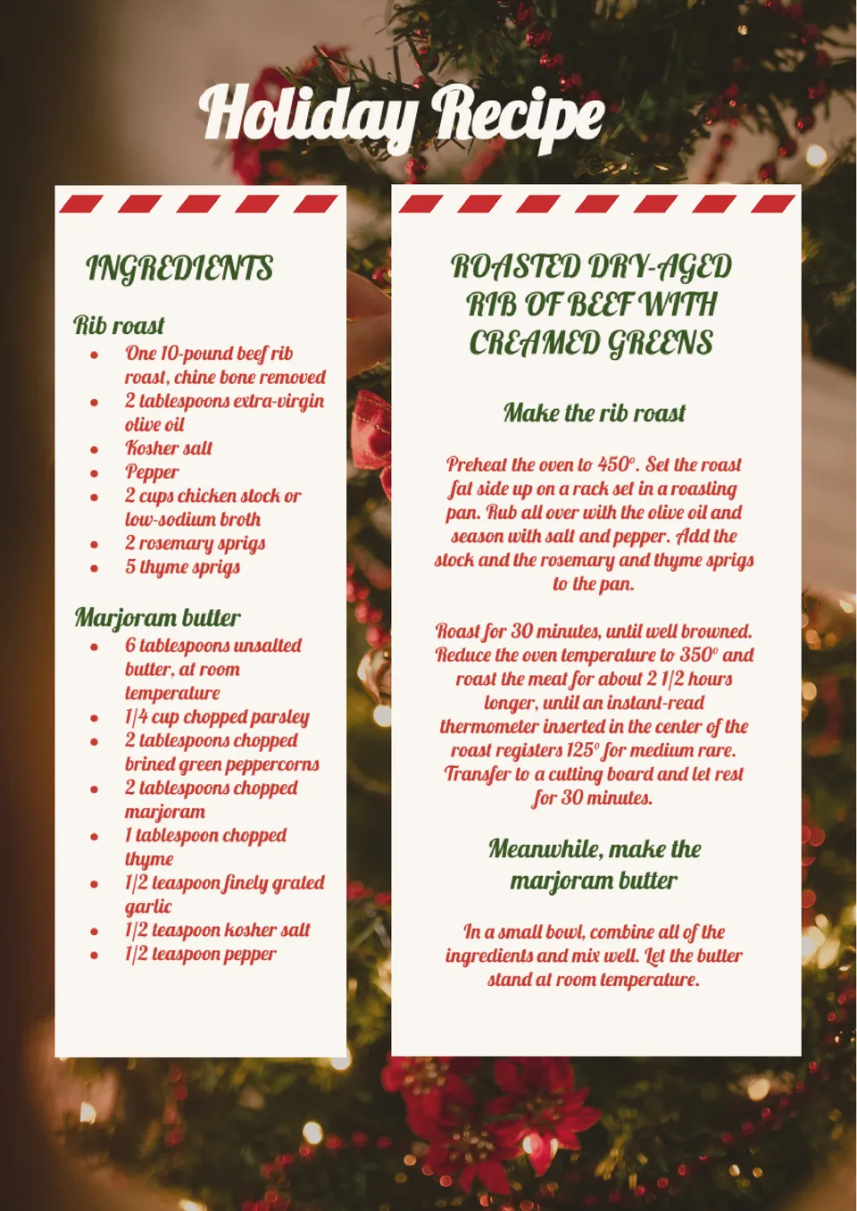 Holiday Recipe Template
