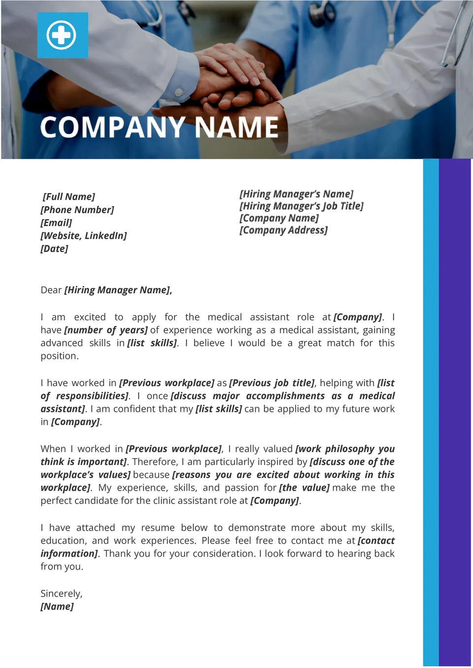 Medical Assistant Cover Letter Template