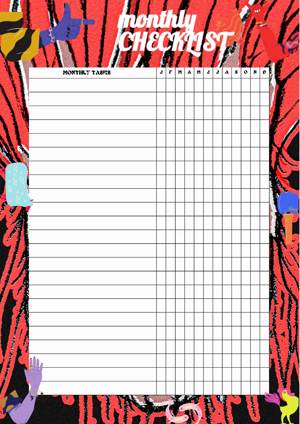 Monthly Checklist Template