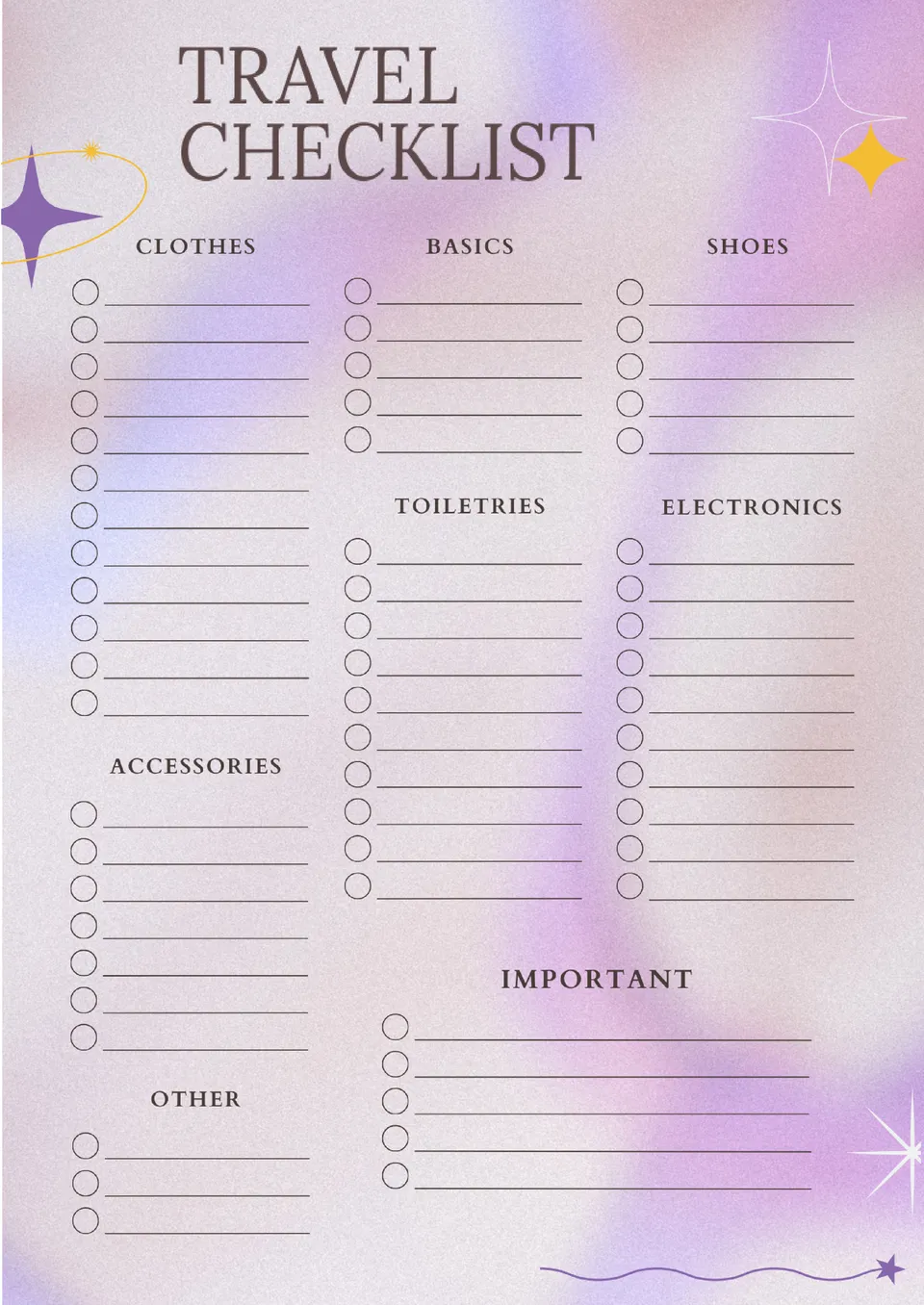 Travel Checklist Template