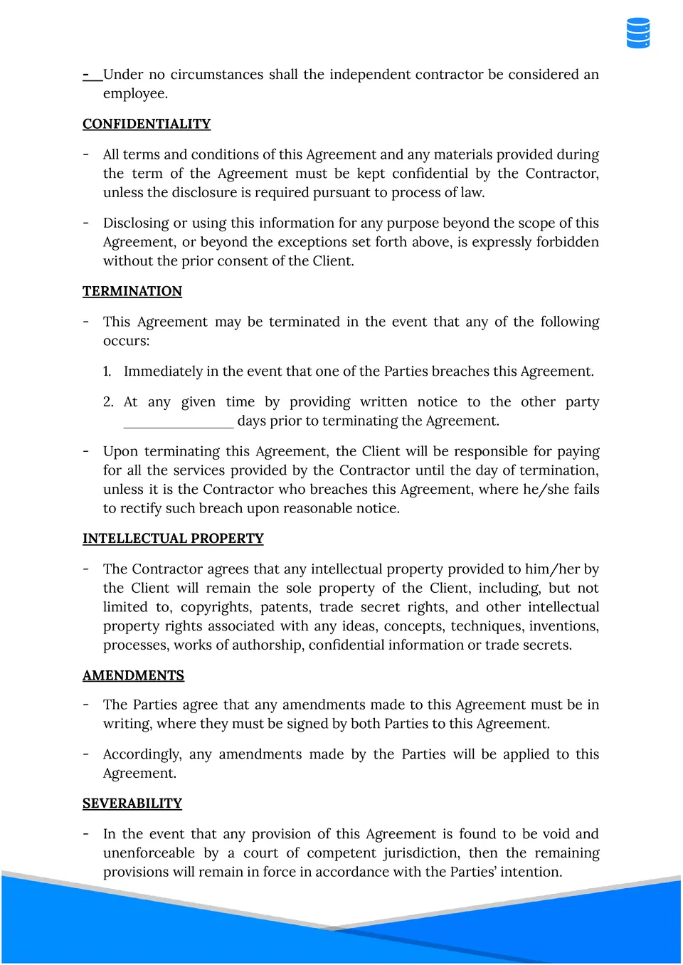 Agreement Contract Template Page 2