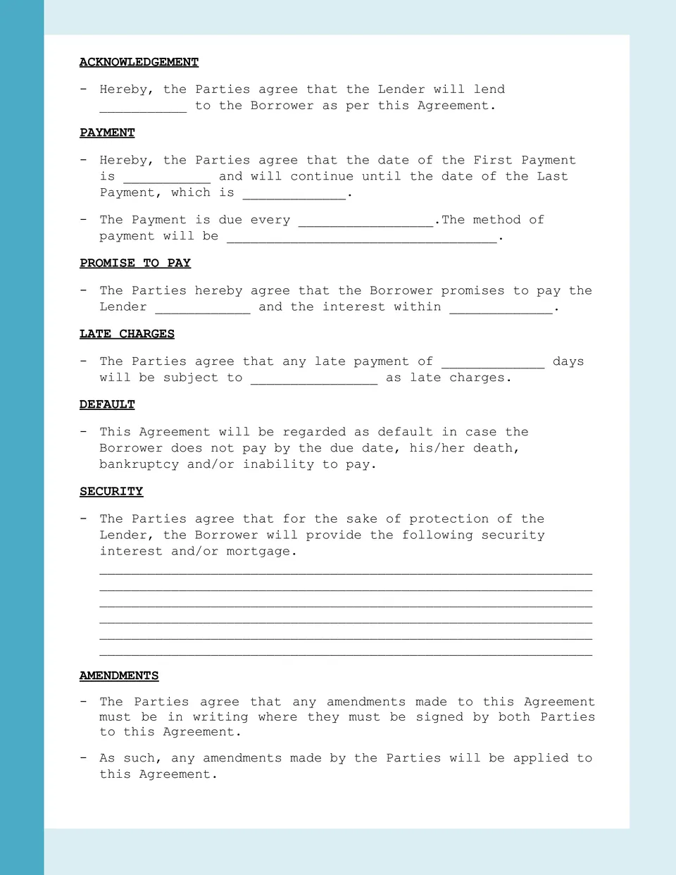 Loan Agreement Template Page 2