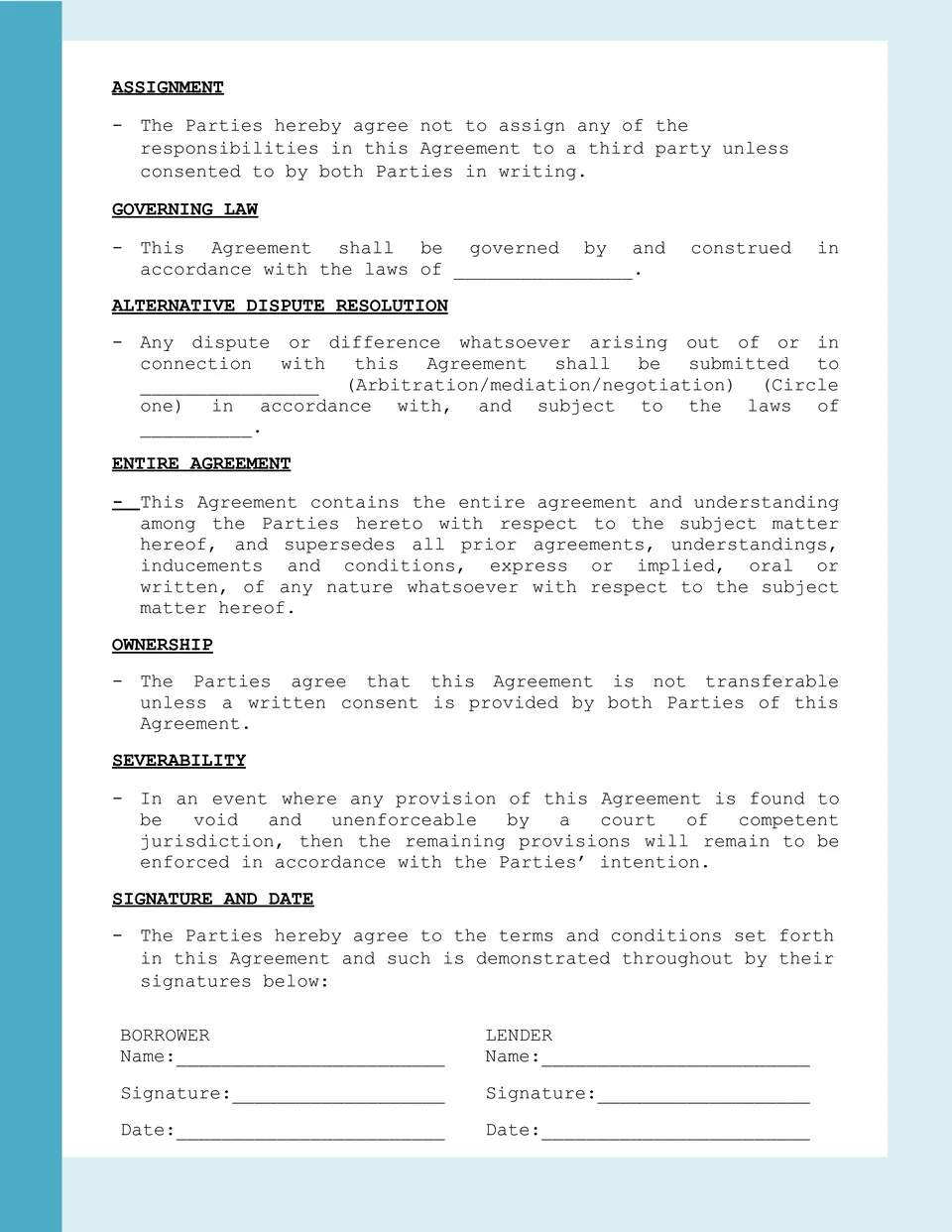 Loan Agreement Template Page 3