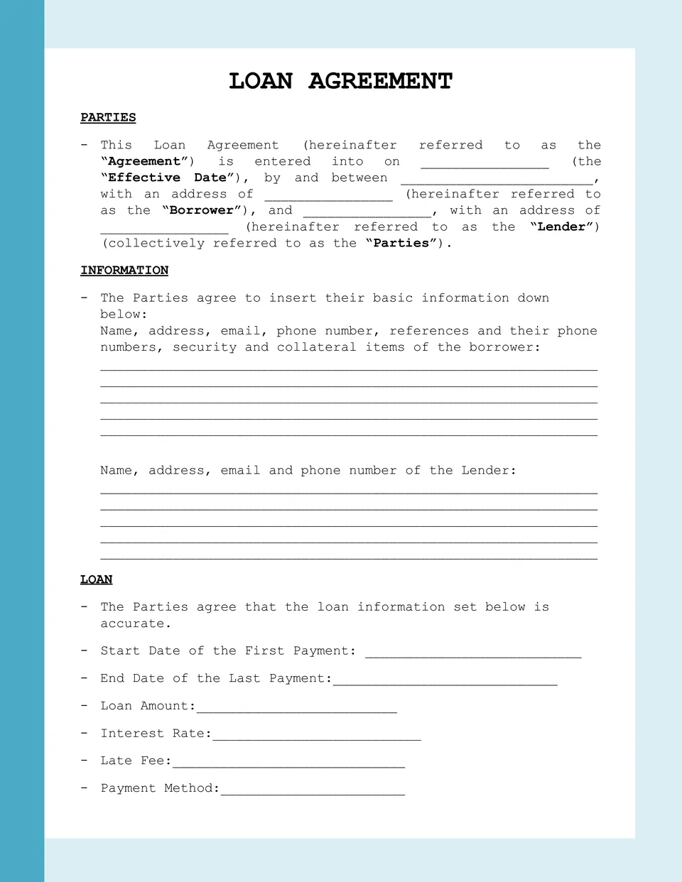 Loan Agreement Template