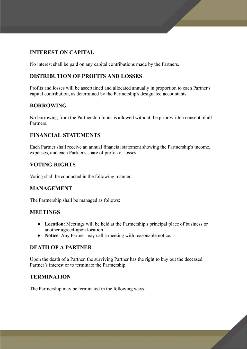 Partnership Agreement Template Page 2