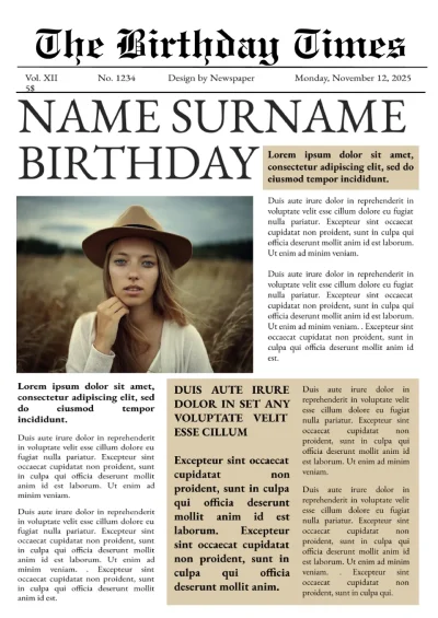 Happy Birthday Newspaper Template