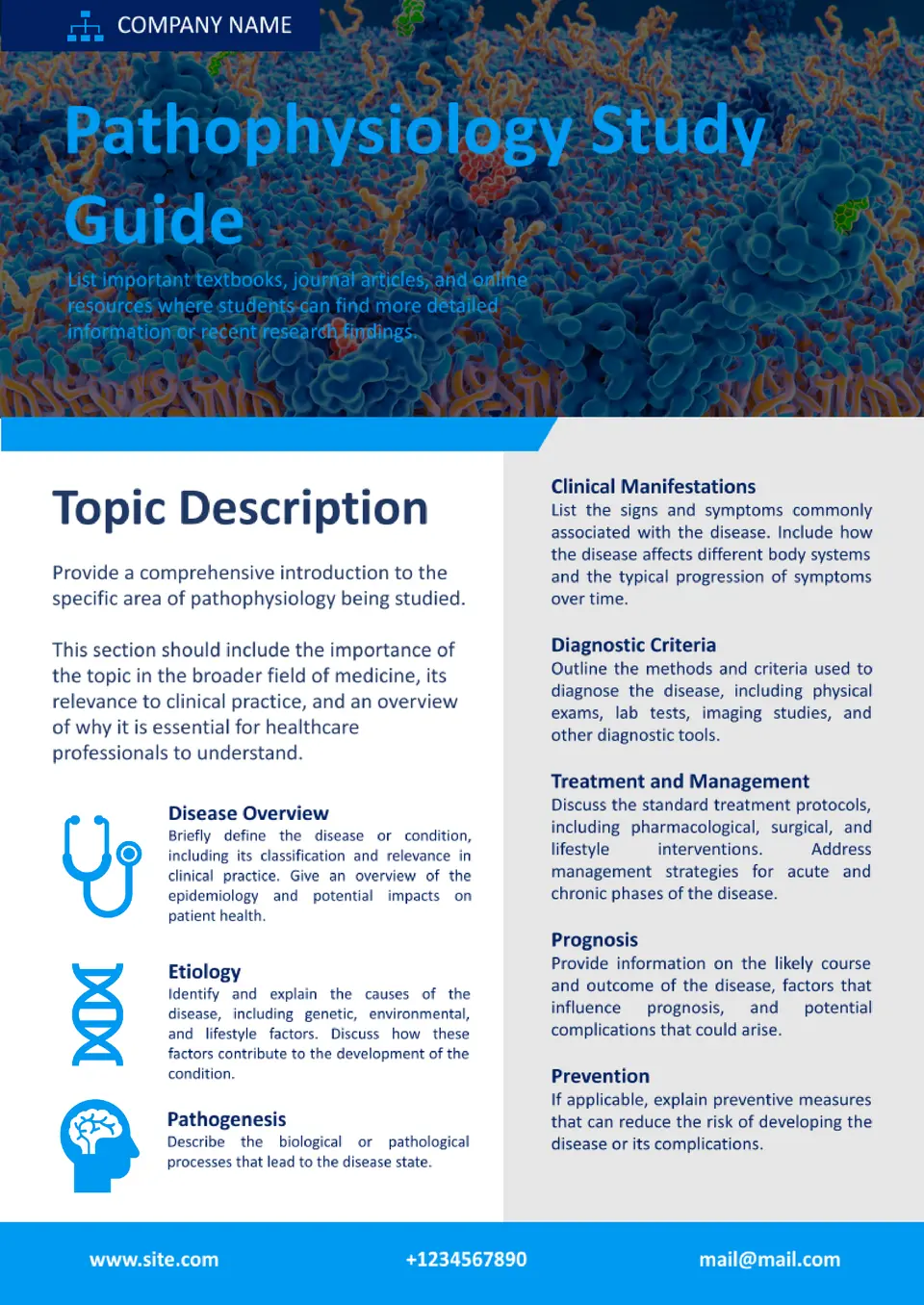 Pathophysiology Study Guide Template
